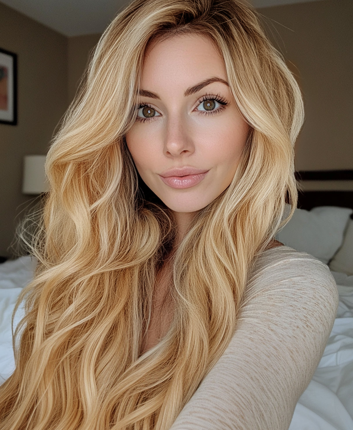 invisible clip-in hair extensions blonde balayage.