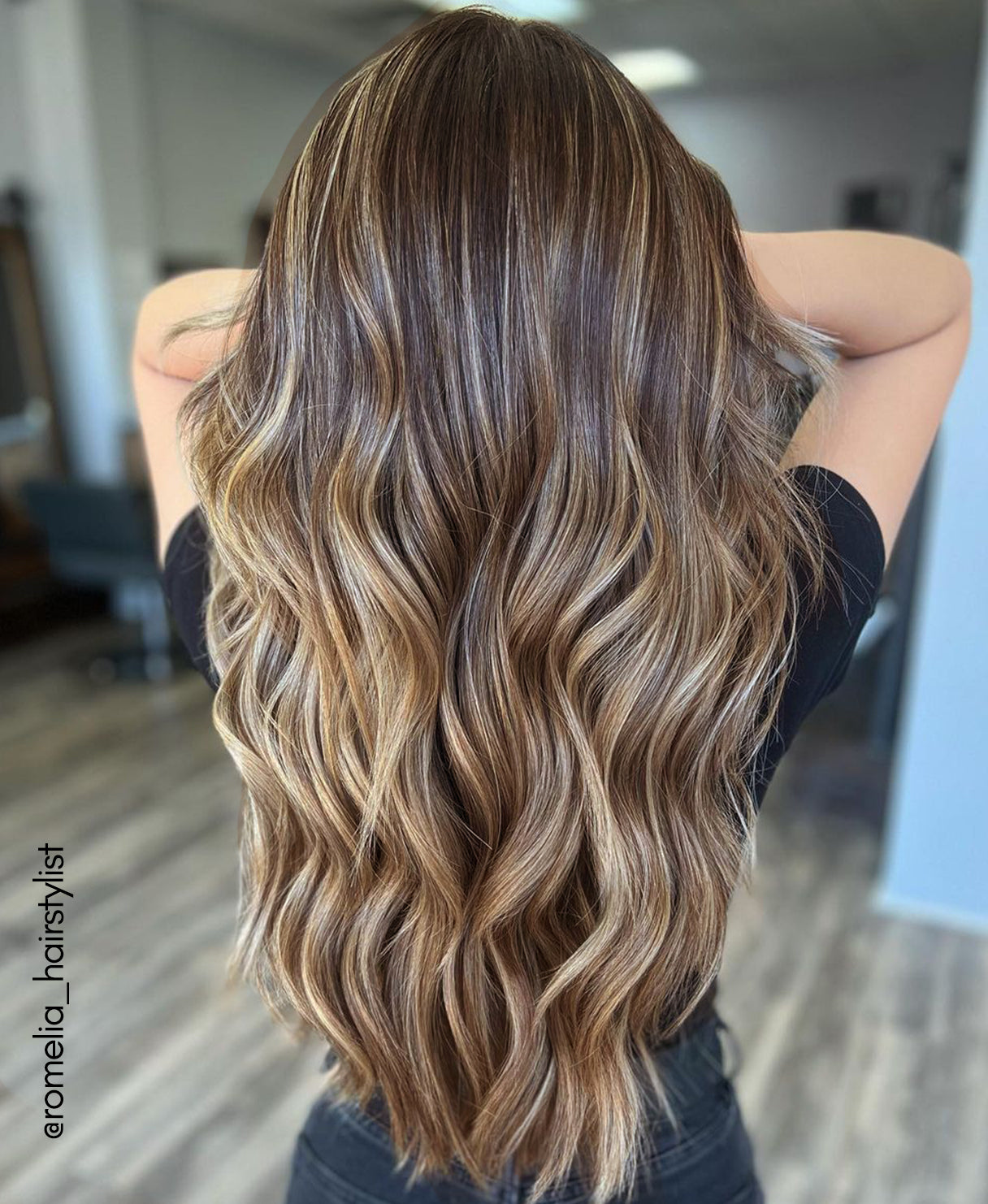 clip-in hair extensions caramel balayage.