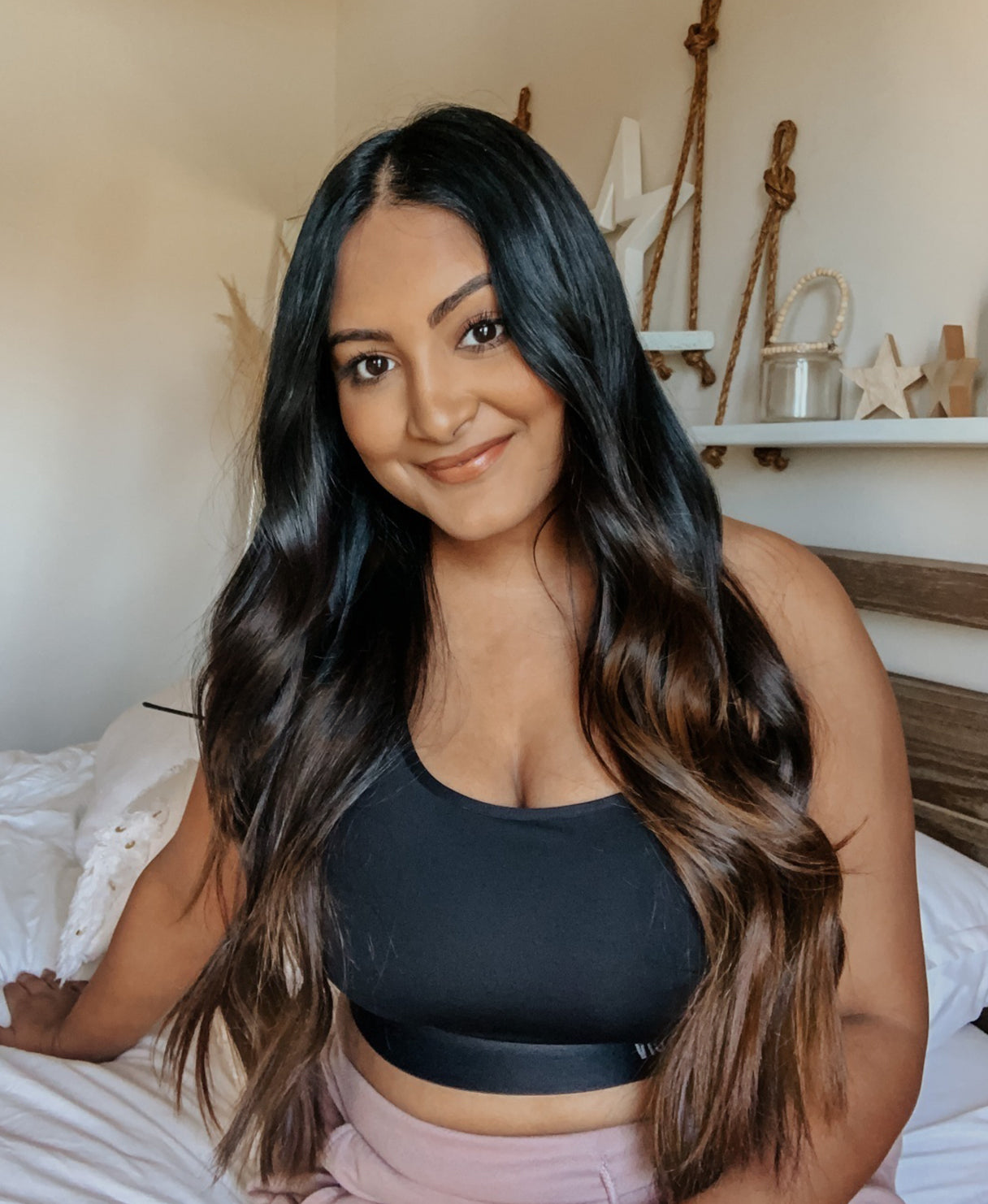 clip-in hair extensions dimensional brown.