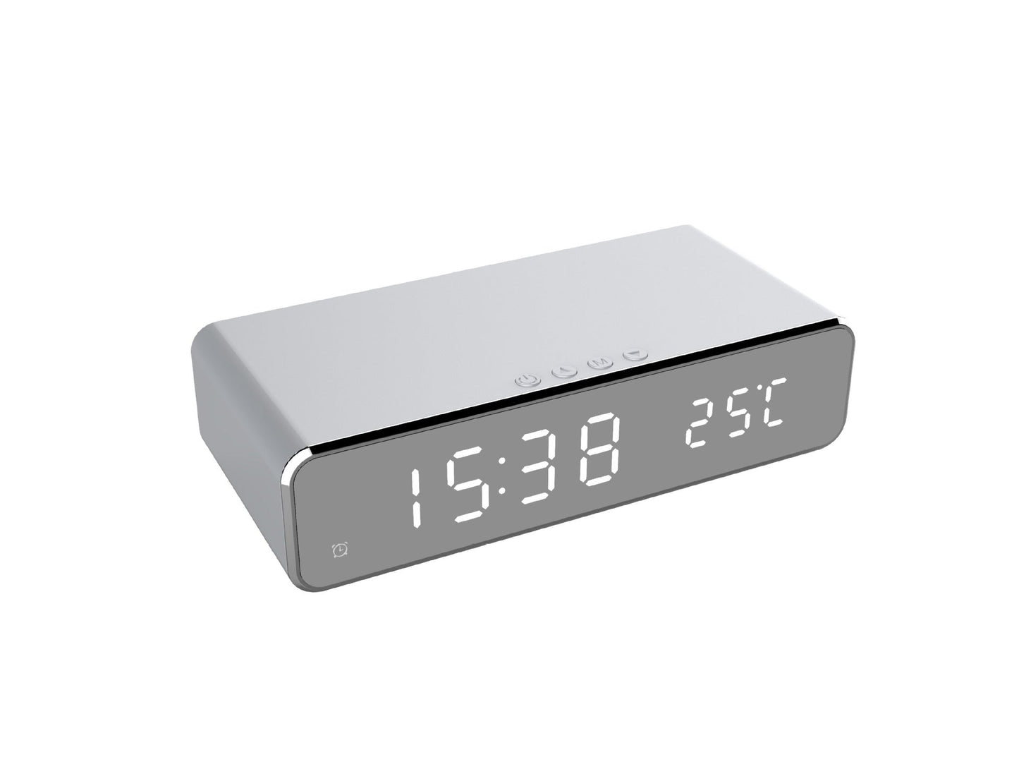 3in1 LED Digital Alarm Clock with Wireless Fast Charging Mirror Display & Thermometer