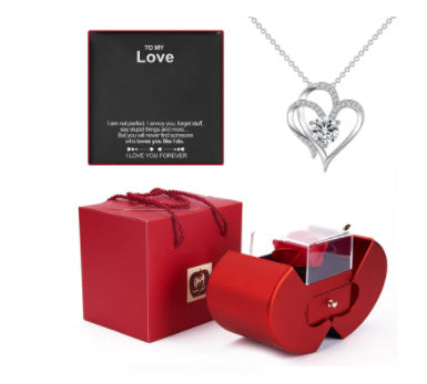 Sainishops™Fashion Jewelry Box Red Apple Christmas Gift Necklace Eternal Rose