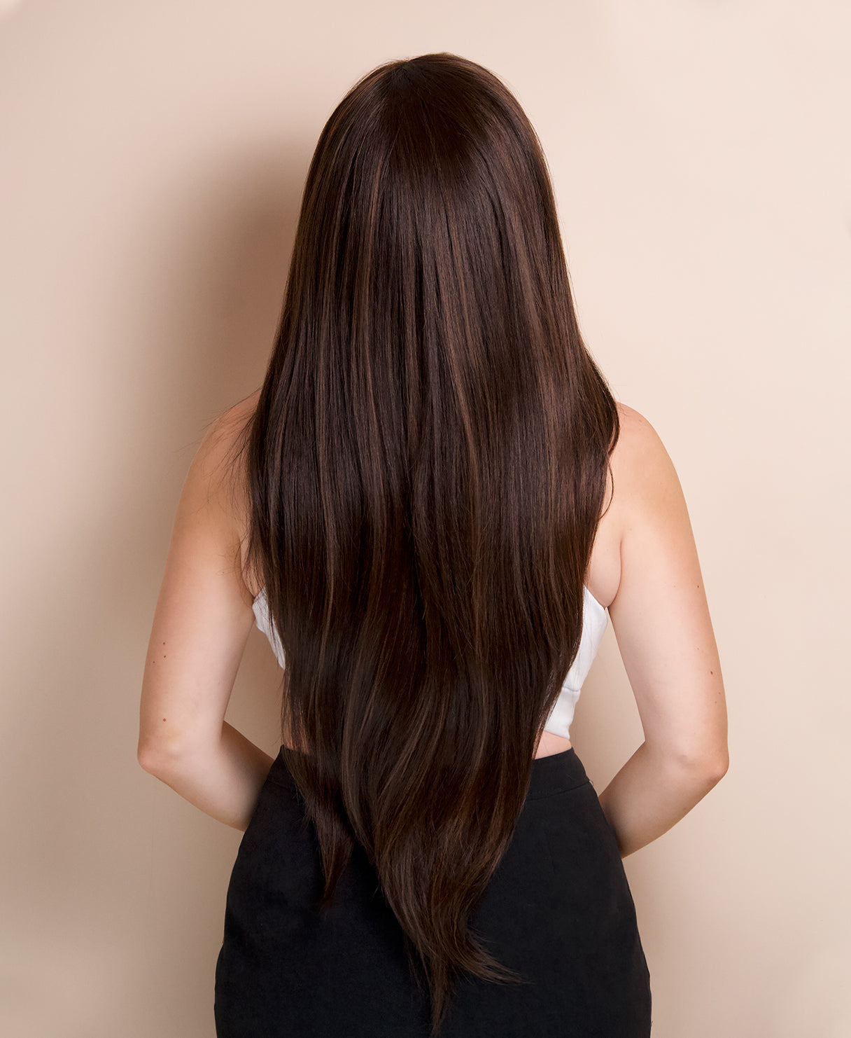 vegan fiber long layered wig - 32" brown balayage.