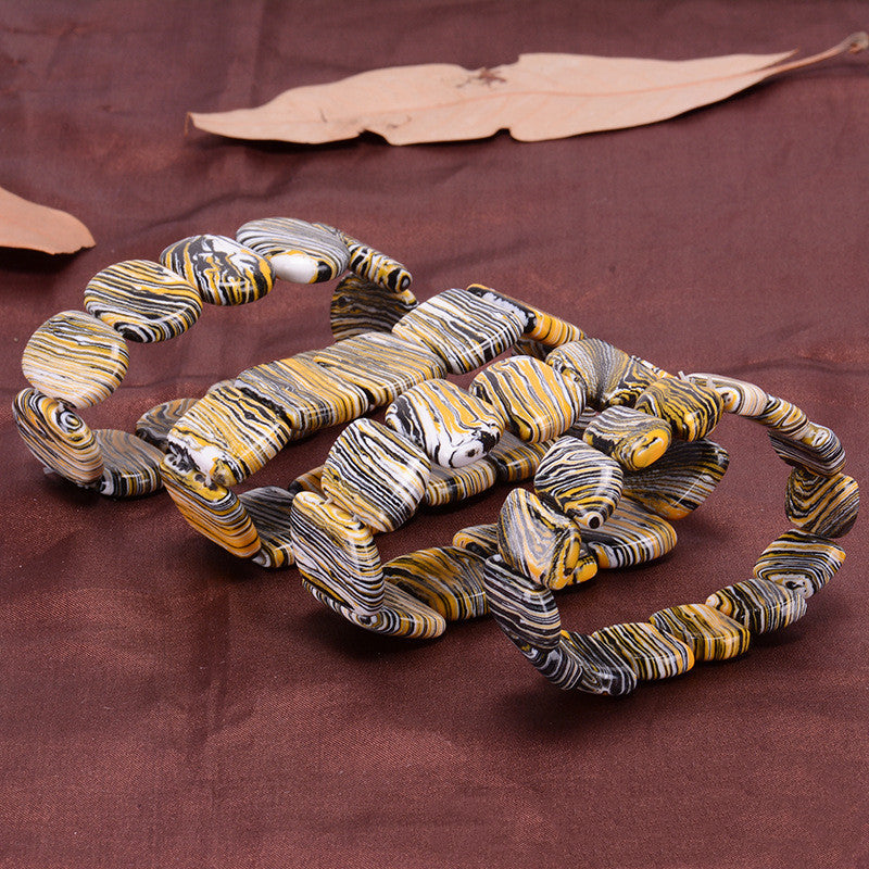 Sainishops™Golden zebra pattern original malachite bracelet