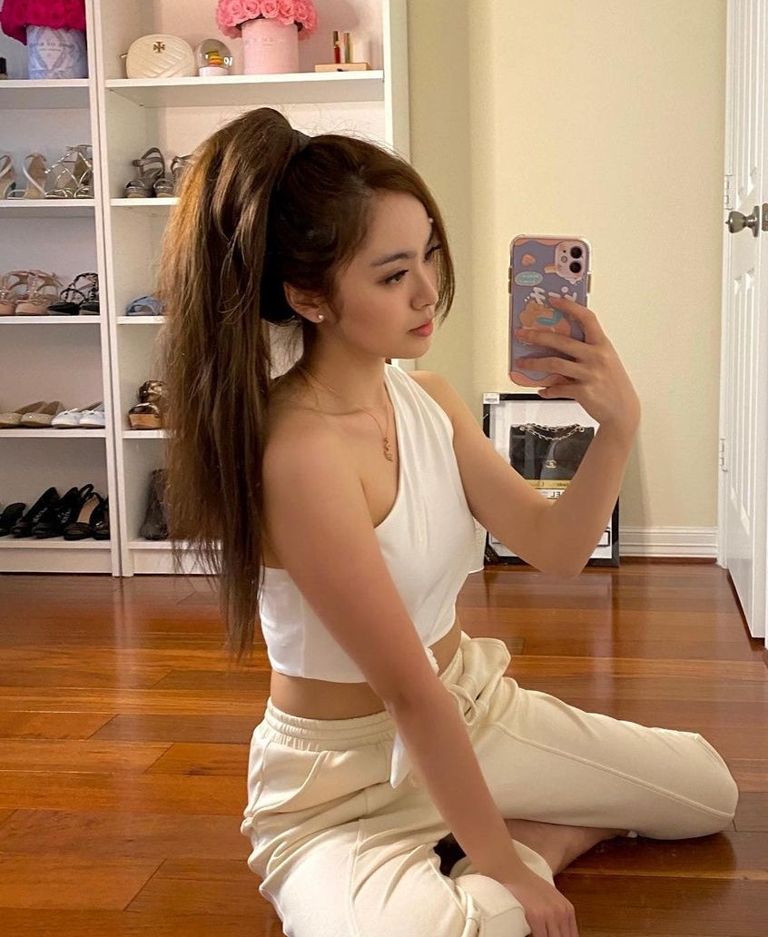 ponytail - light brown.