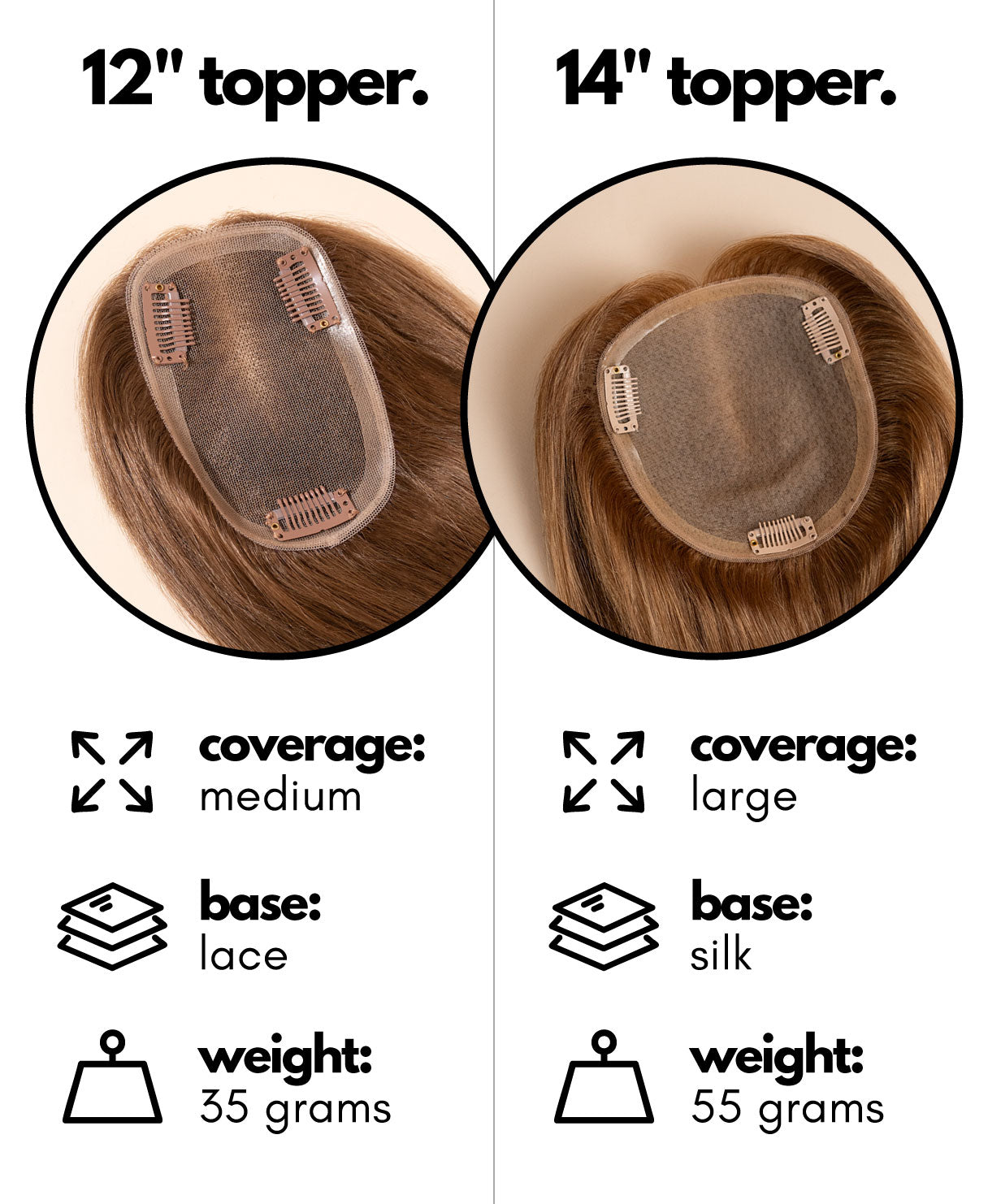 premium hair topper 14" light brown.