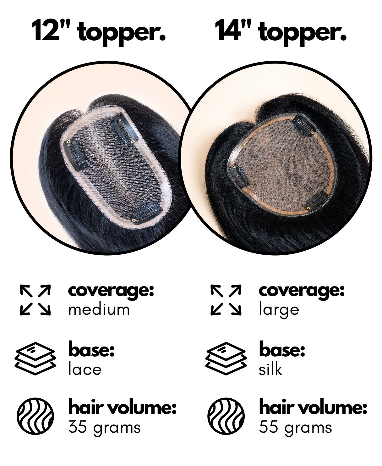 premium hair topper 14" jet black.