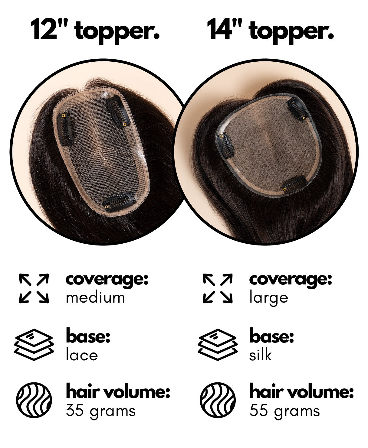 hair topper 12" dark brown.