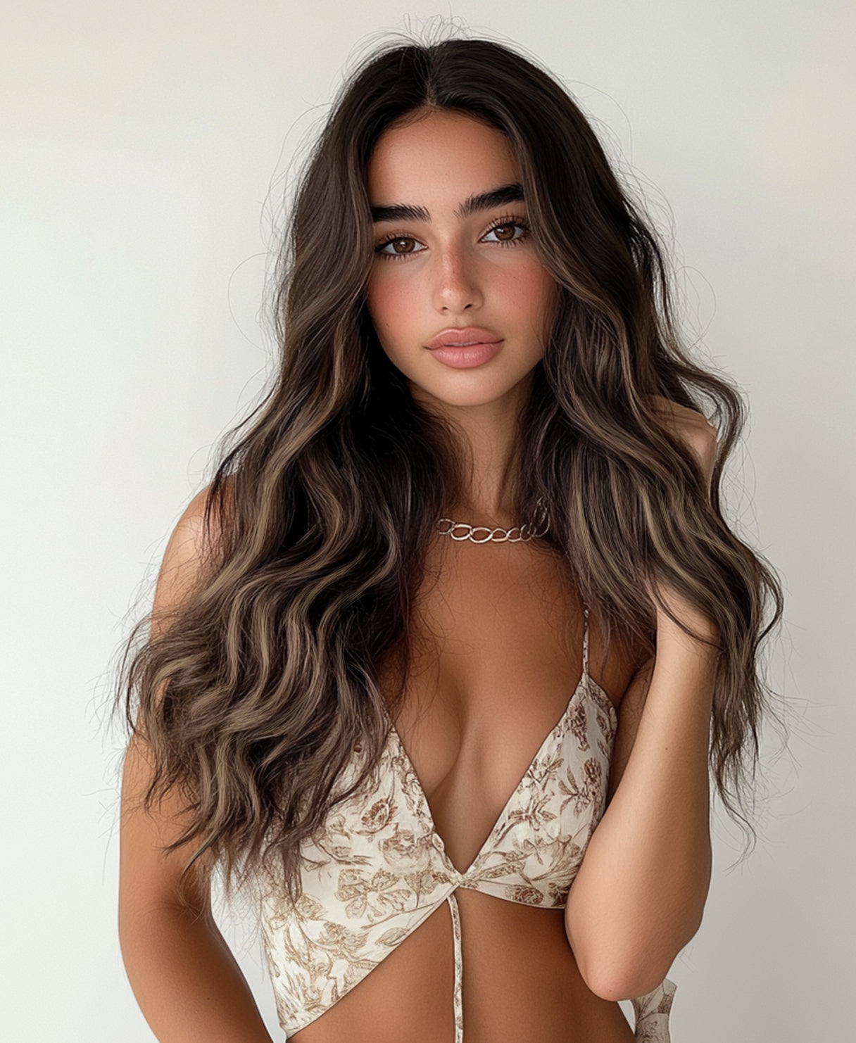 tape-in hair extensions ash brown balayage.