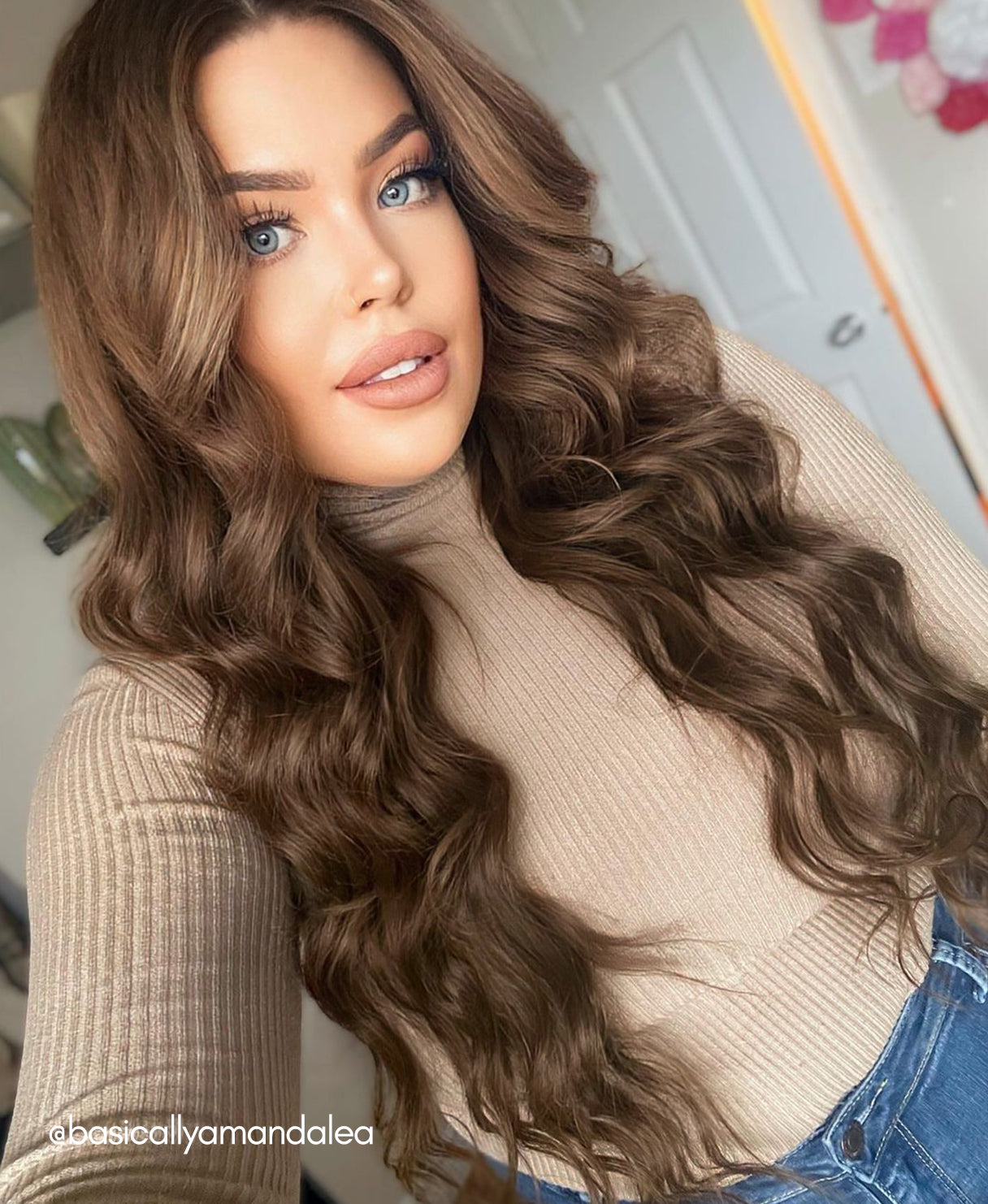 invisible clip-in hair extensions light brown.