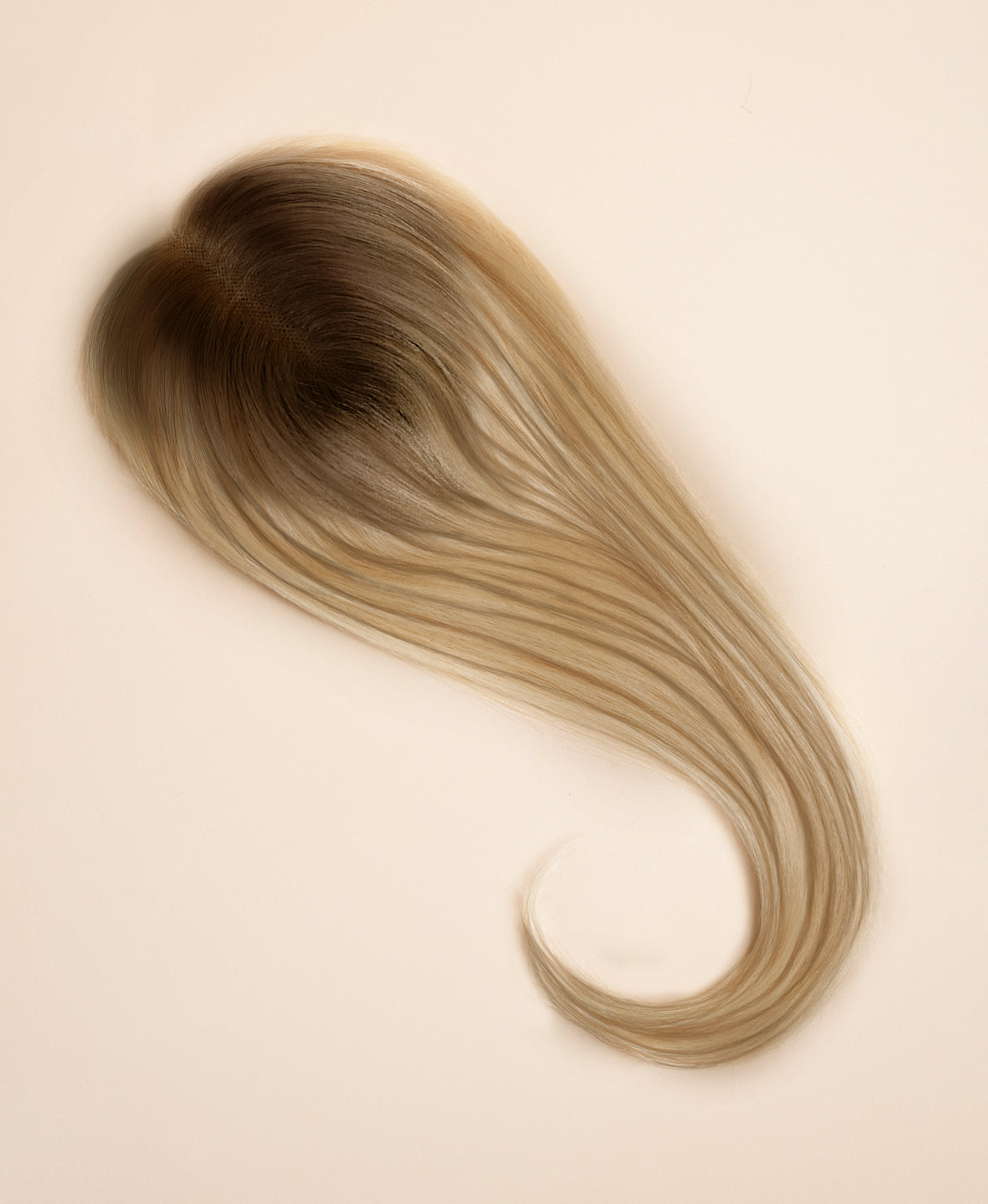 hair topper with bangs 12" rooted blonde highlights.