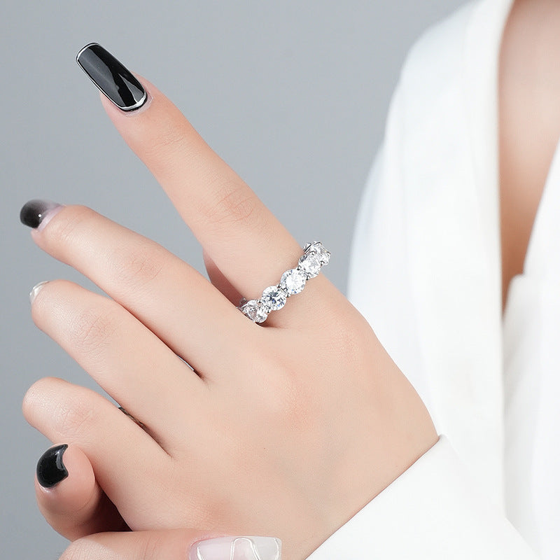 Sainishops™Sterling Silver Round Zircon Ring