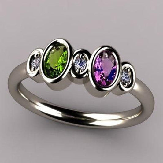 Sainishops™Colorful Copper Inlaid Zircon Ring Sweet And Simple Fashion Ring Bracelet
