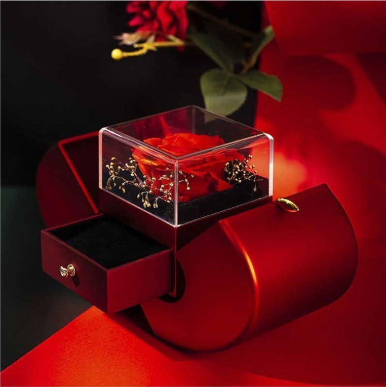 Sainishops™Fashion Jewelry Box Red Apple Christmas Gift Necklace Eternal Rose