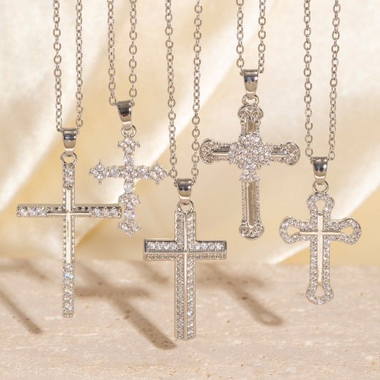 Sainishops™Real Gold Electroplated Micro Inlaid Zircon Cross Necklace