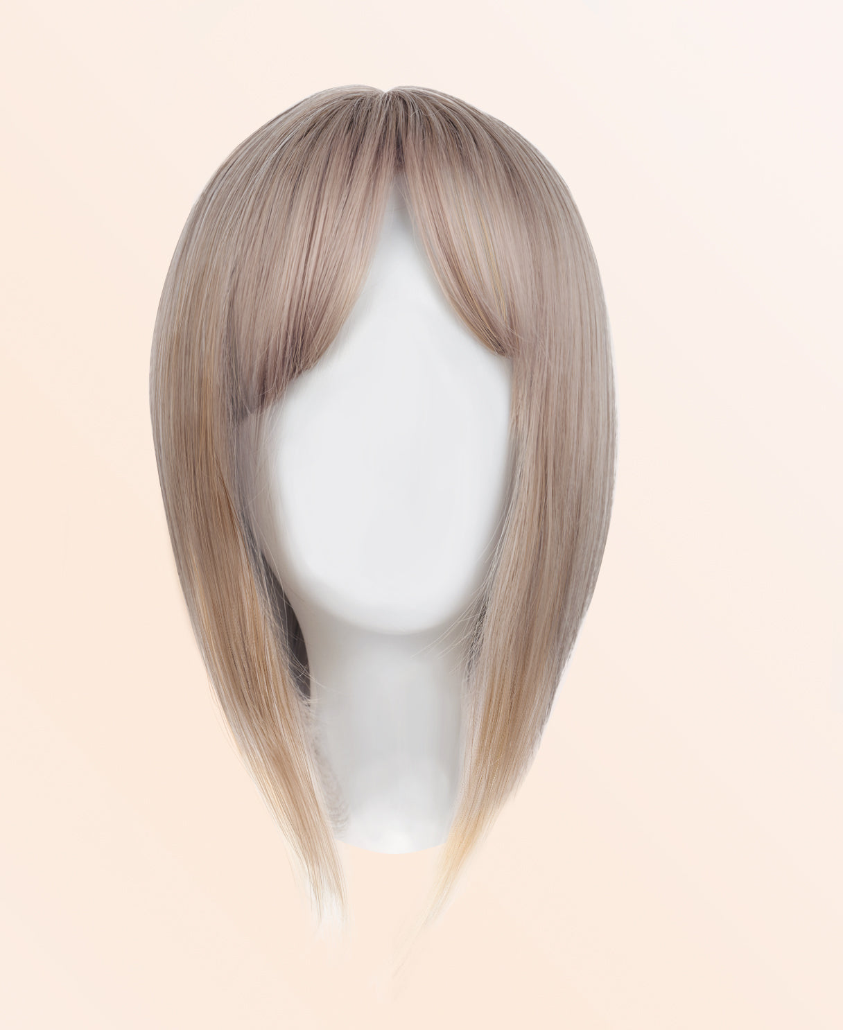 hair topper with bangs 12" ash blonde.