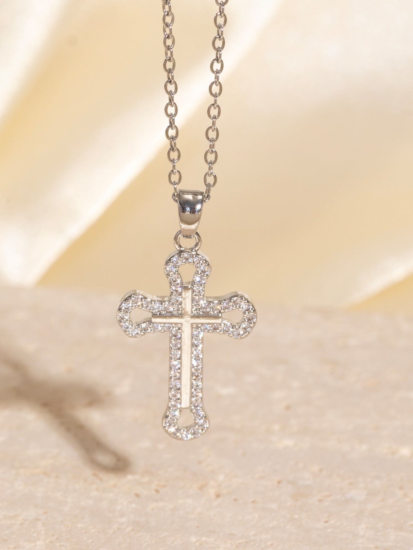 Sainishops™Real Gold Electroplated Micro Inlaid Zircon Cross Necklace