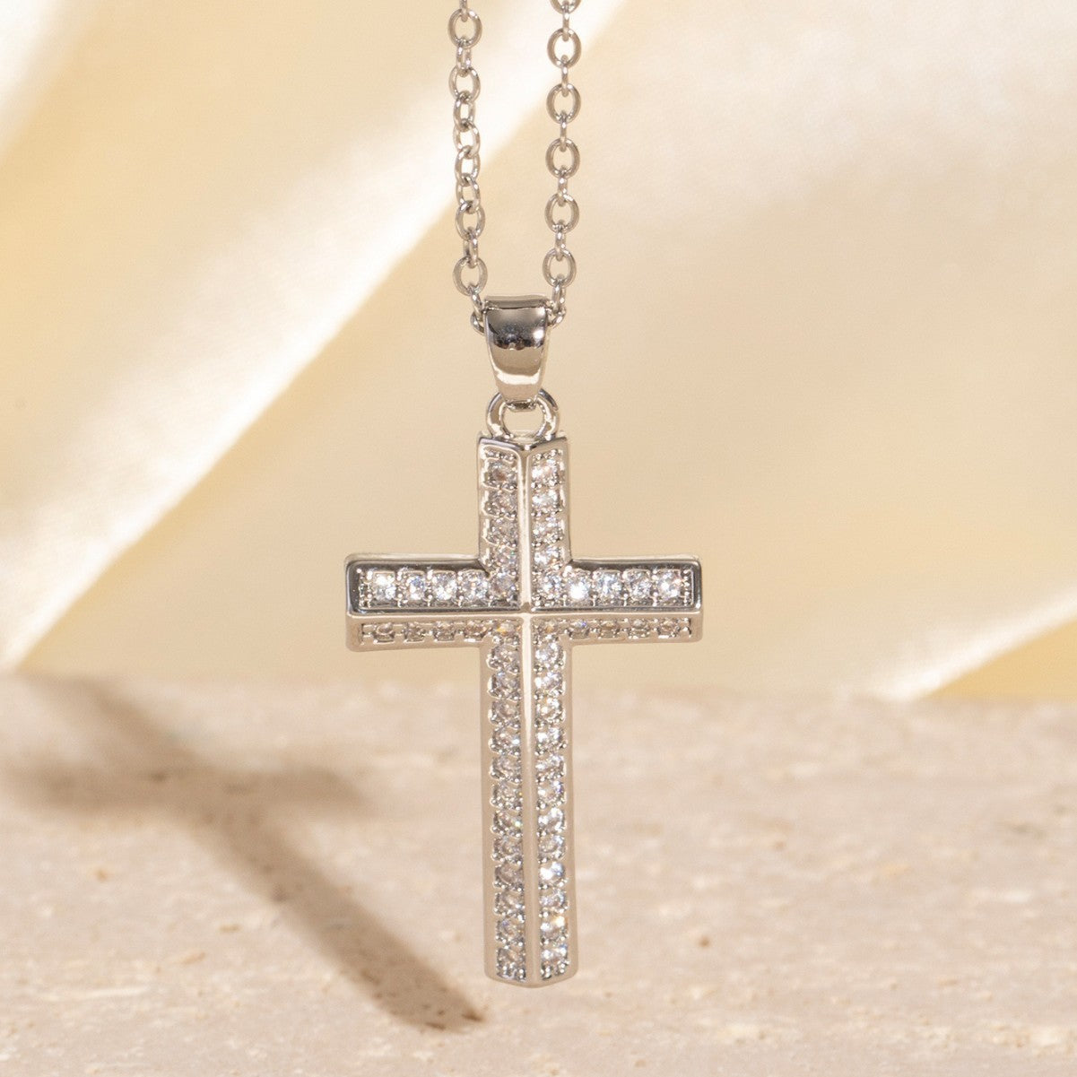 Sainishops™Real Gold Electroplated Micro Inlaid Zircon Cross Necklace