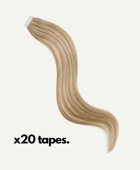 tape-in hair extensions blonde highlights.