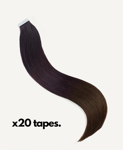 tape-in hair extensions dimensional brown.