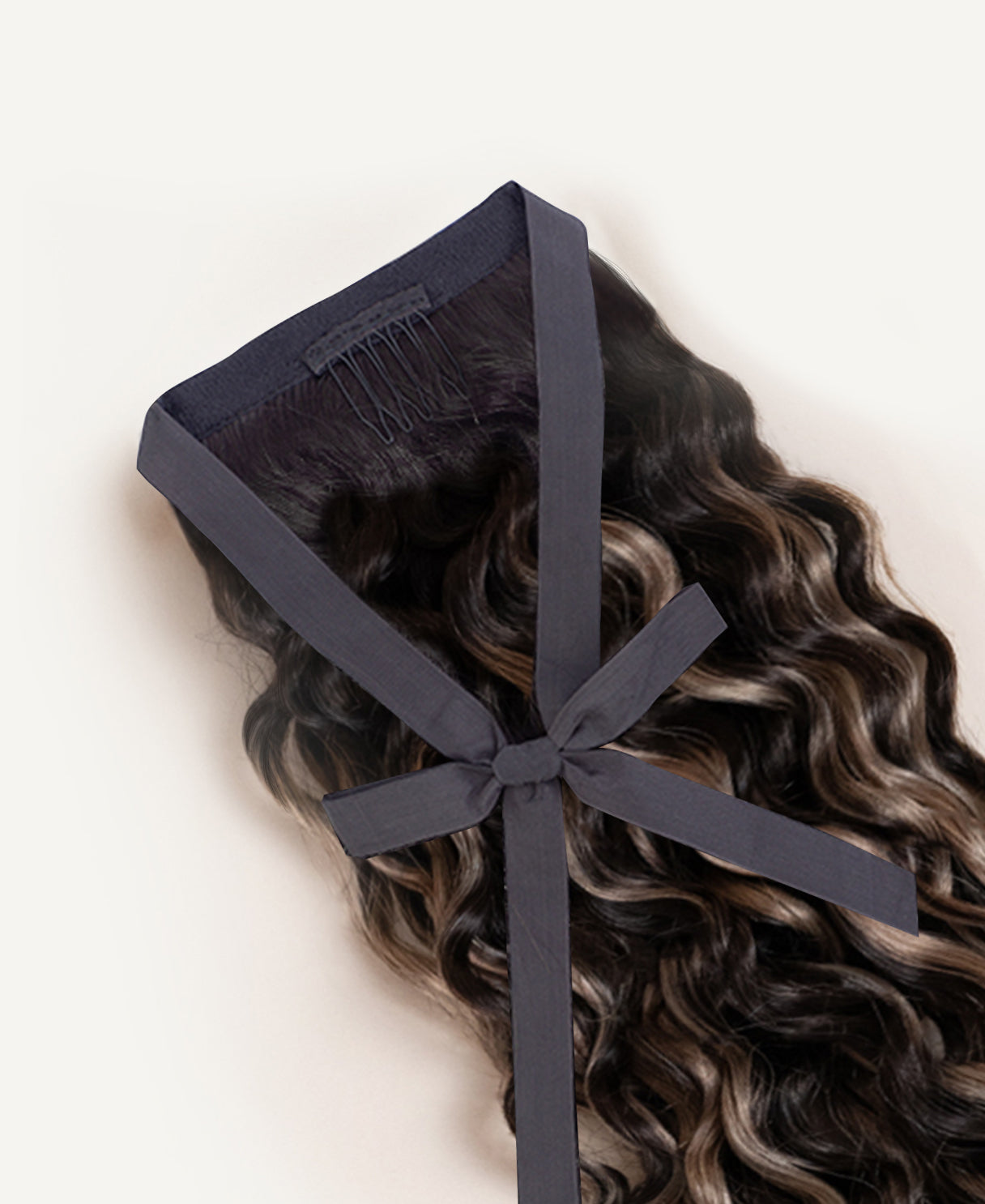 ponytail - curly(3a) ash brown balayage.