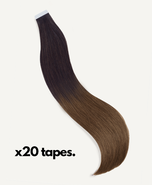 tape-in hair extensions brown melt.