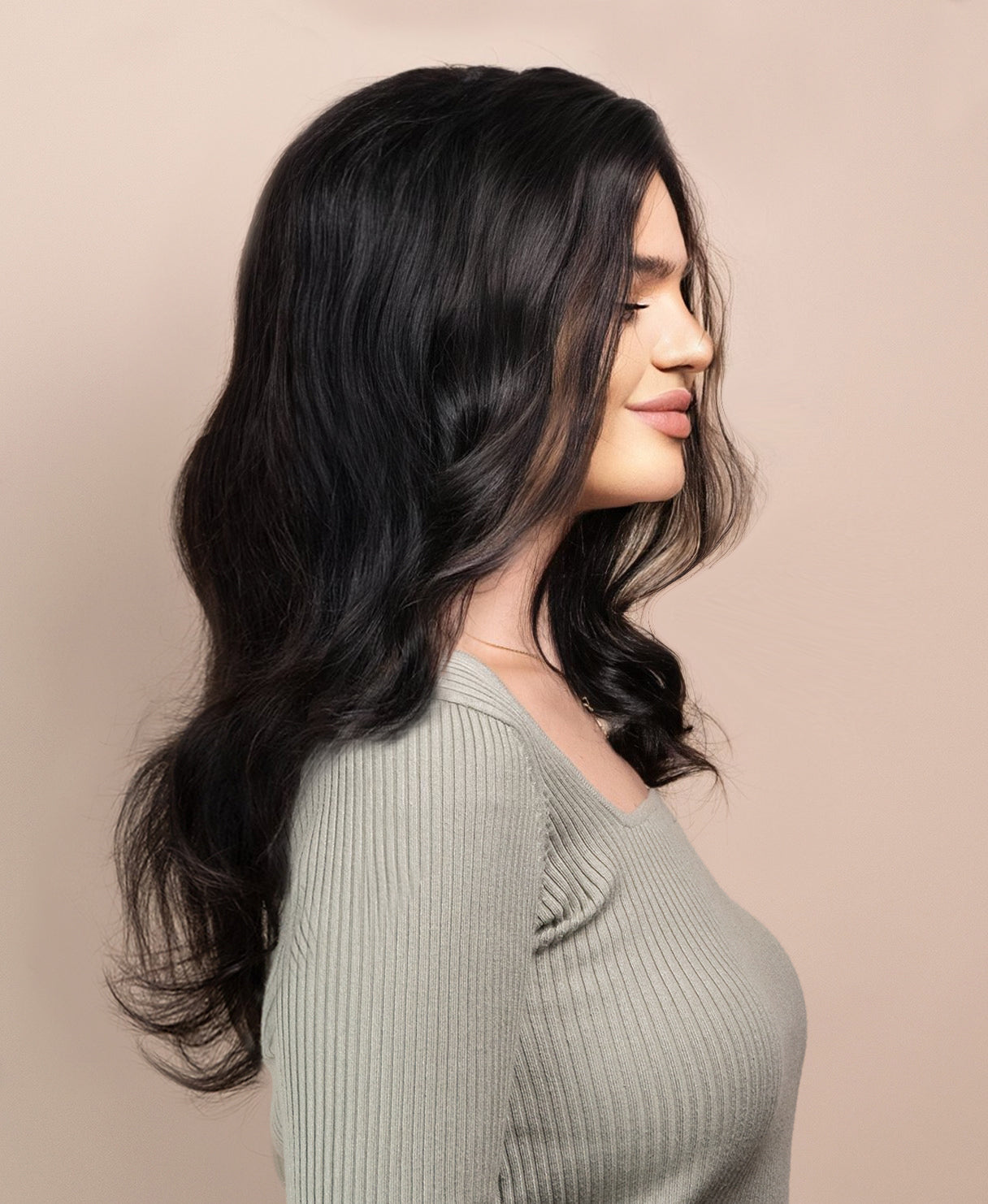 lace front human wig - 18" natural black.