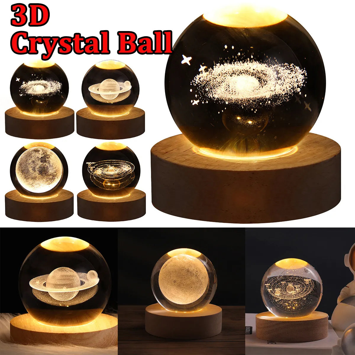 Sainishops™LED Night Light Galaxy Crystal Ball Table Lamp