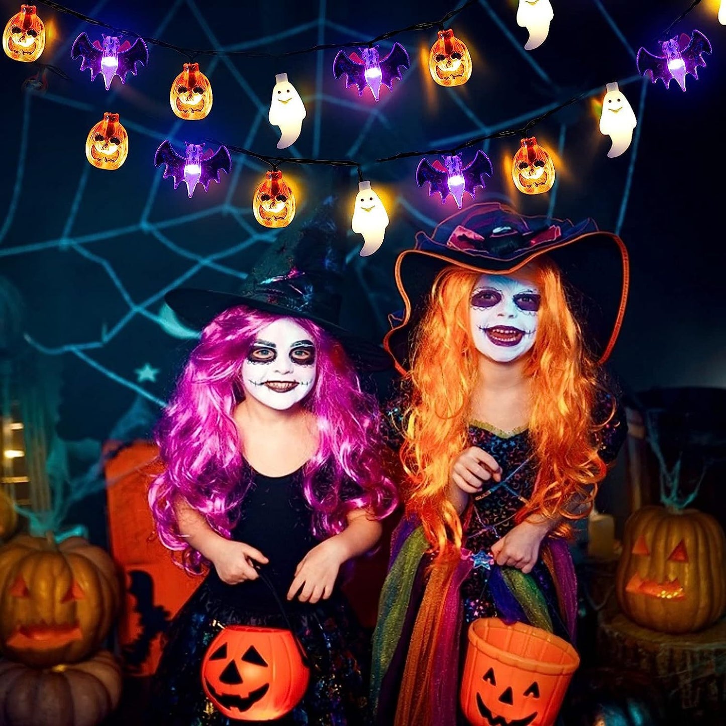 Sainishops™LED Halloween Pumpkin Spider Bat Skull String Light Lamp