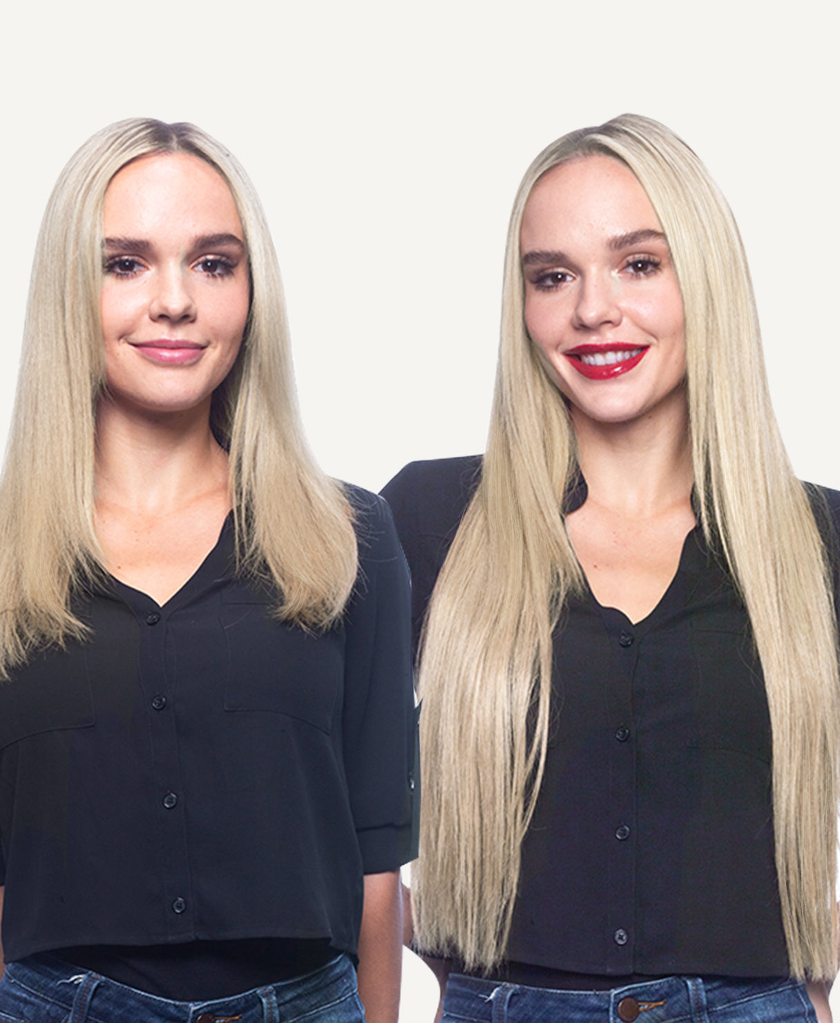 tape-in hair extensions platinum blonde.