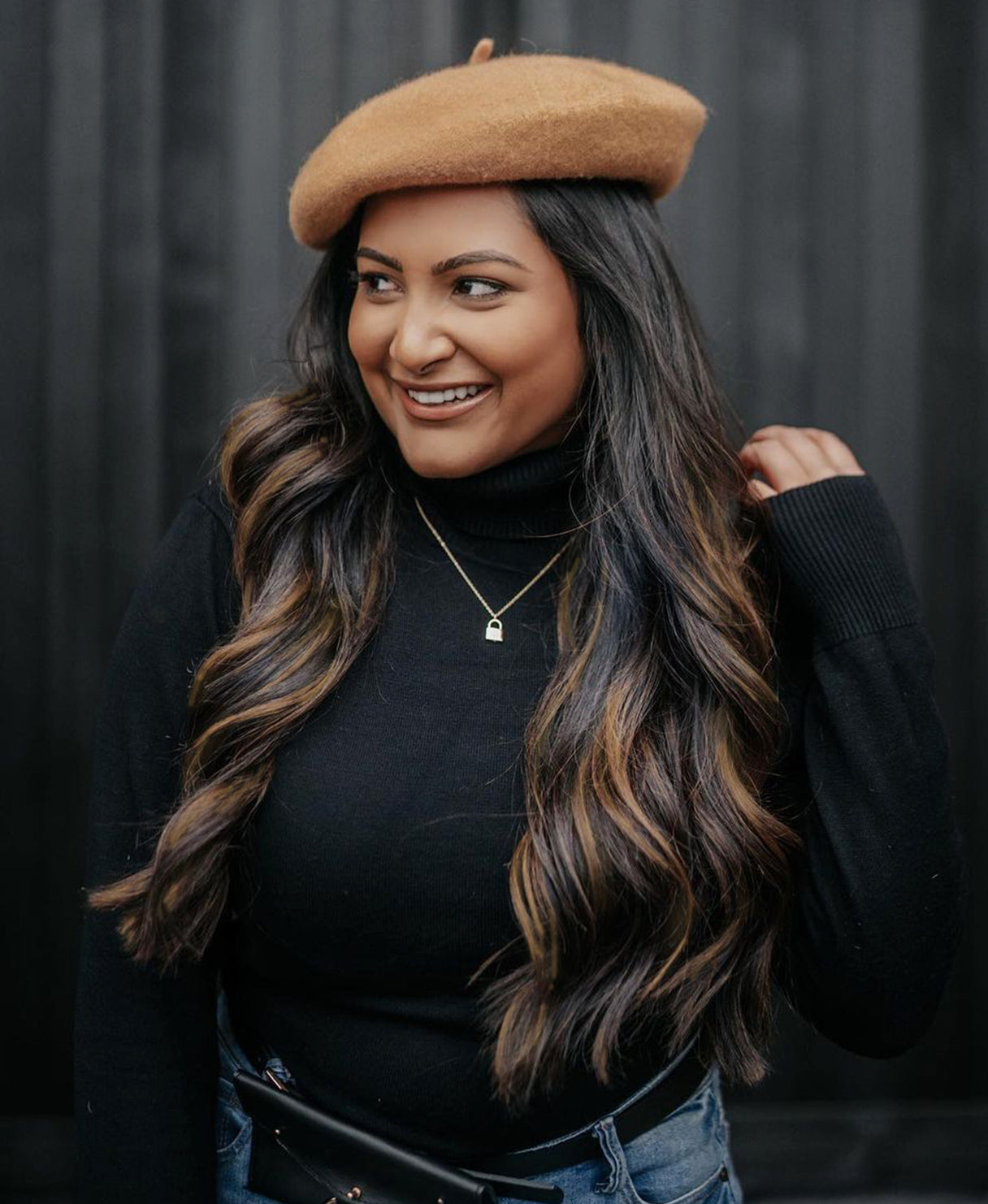 clip-in hair extensions dark highlights.