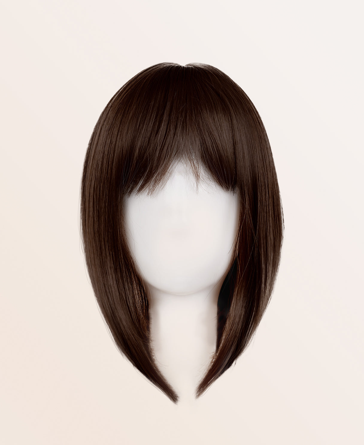 hair topper with bangs 12" chocolate brown.