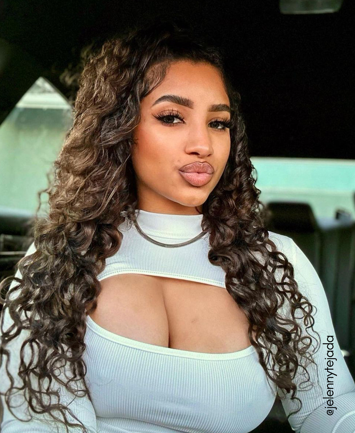 curly (3A curls) clip-in extensions medium brown.