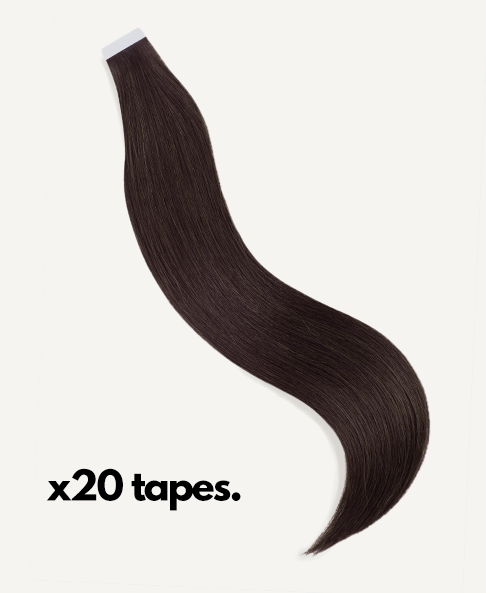 tape-in hair extensions chocolate brown.
