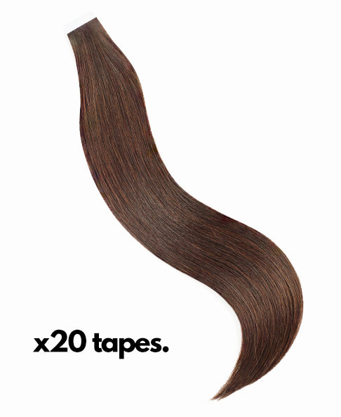 tape-in hair extensions medium brown.