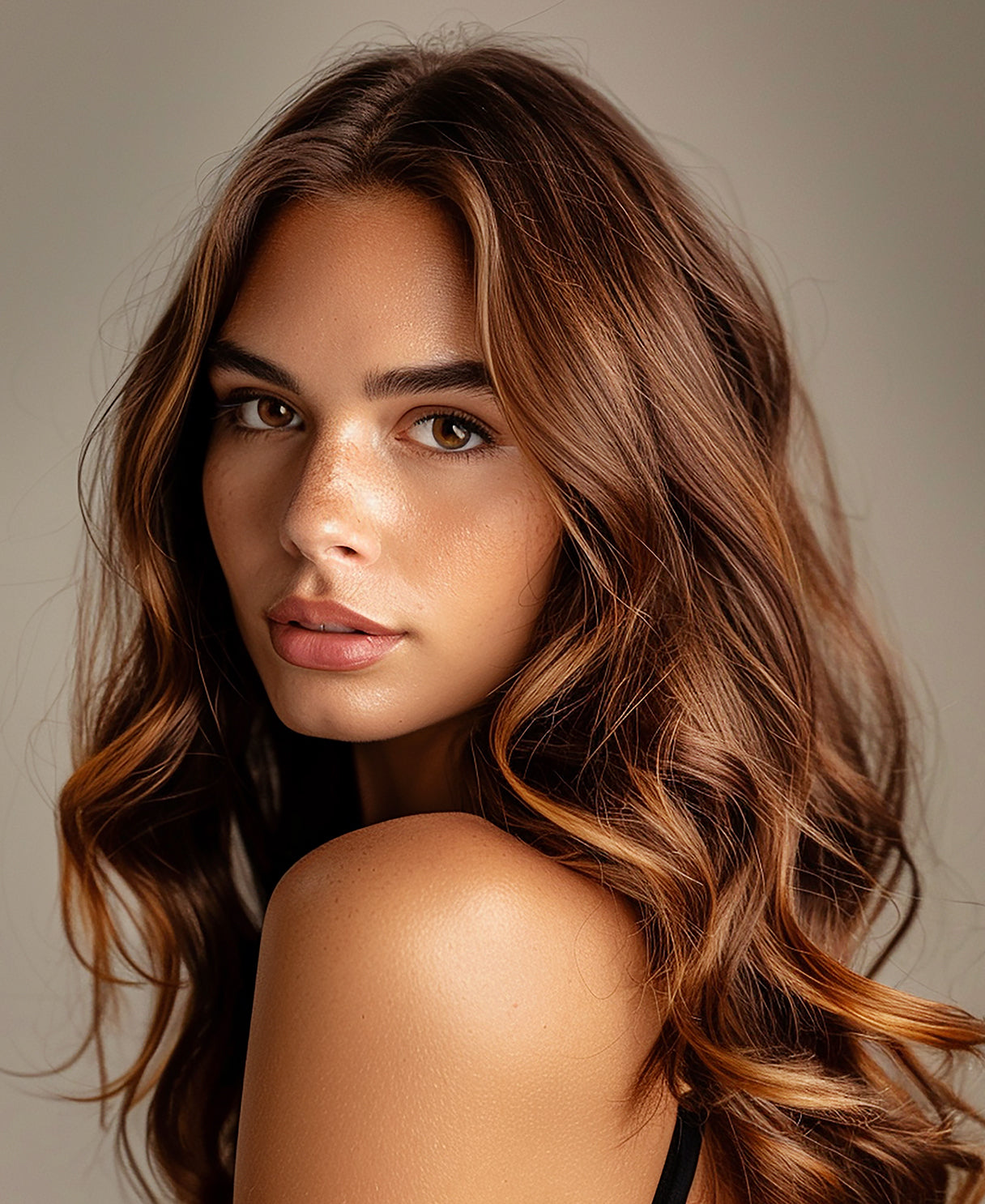 clip-in hair extensions chestnut balayage.