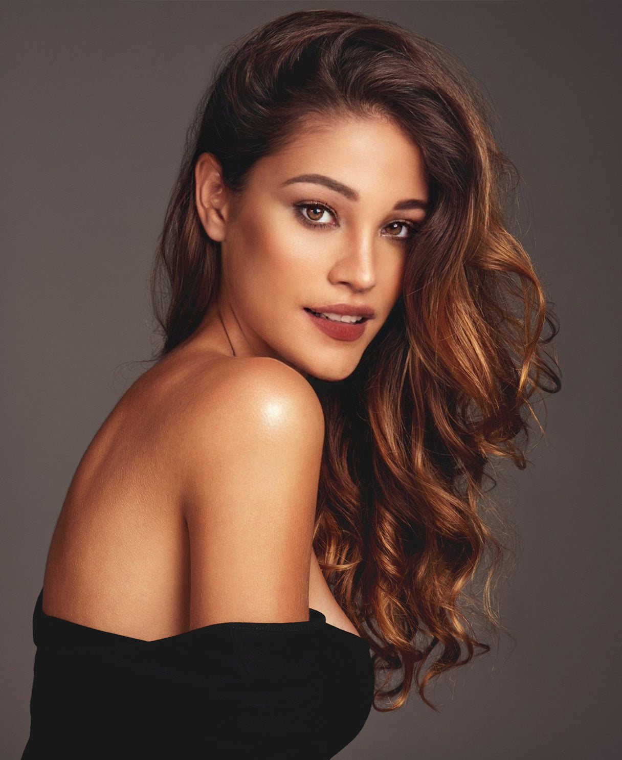 clip-in hair extensions chestnut balayage.