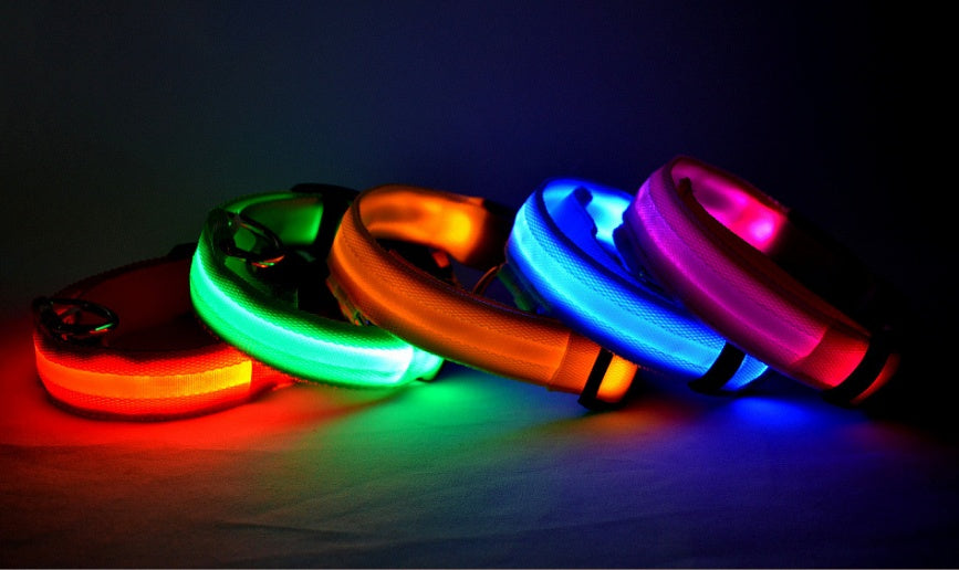 Sainishops™Nylon LED Pet Dog Luminous Collar Night Safety Flashing