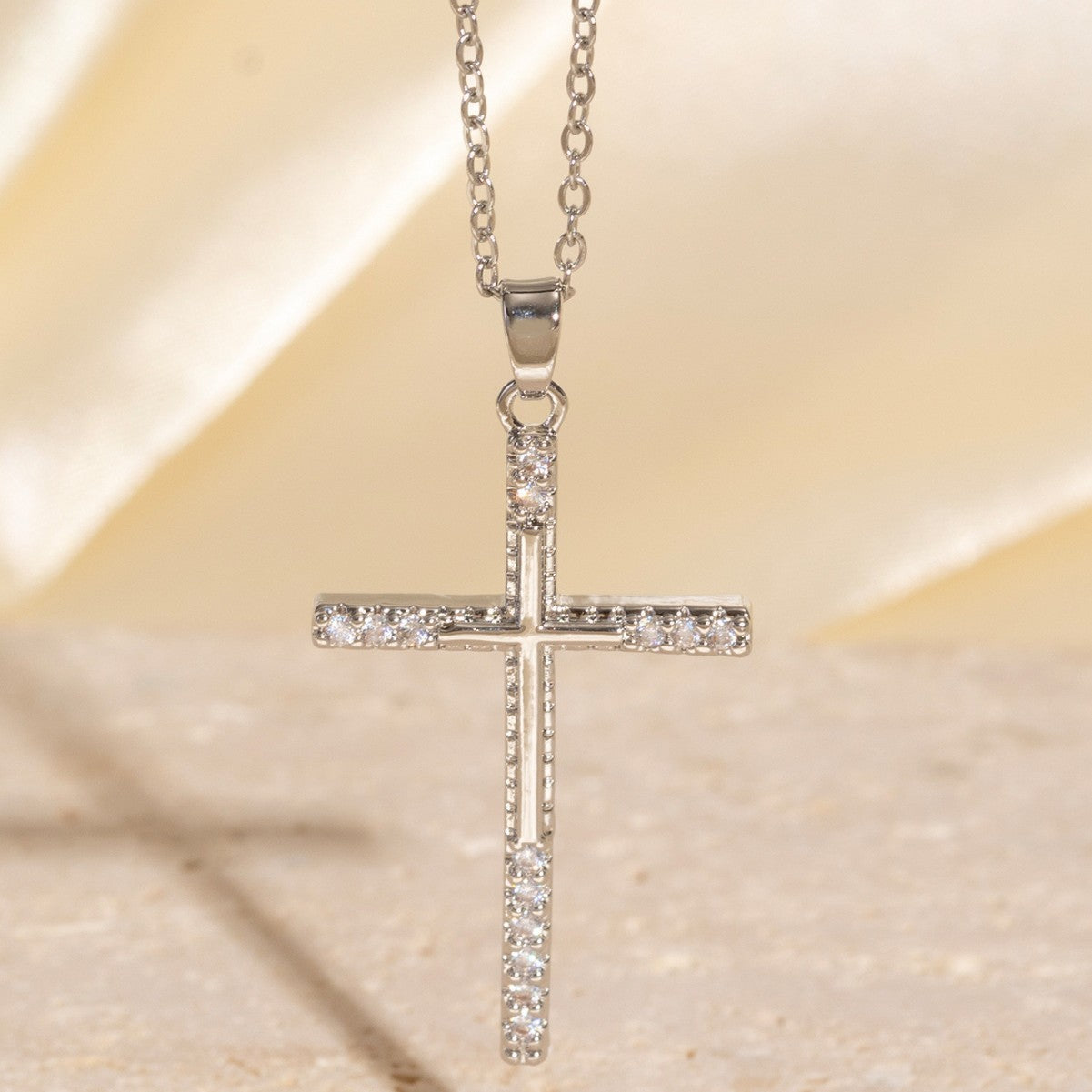Sainishops™Real Gold Electroplated Micro Inlaid Zircon Cross Necklace
