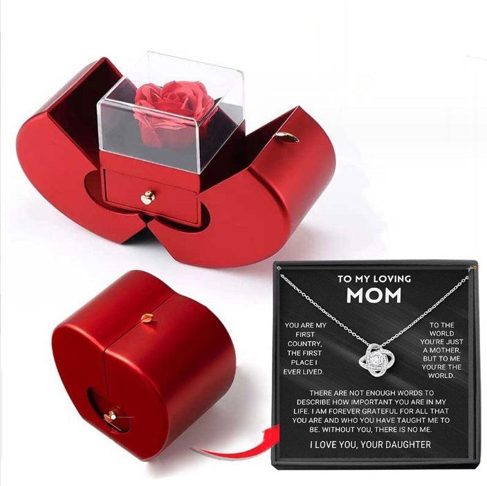 Sainishops™Fashion Jewelry Box Red Apple Christmas Gift Necklace Eternal Rose