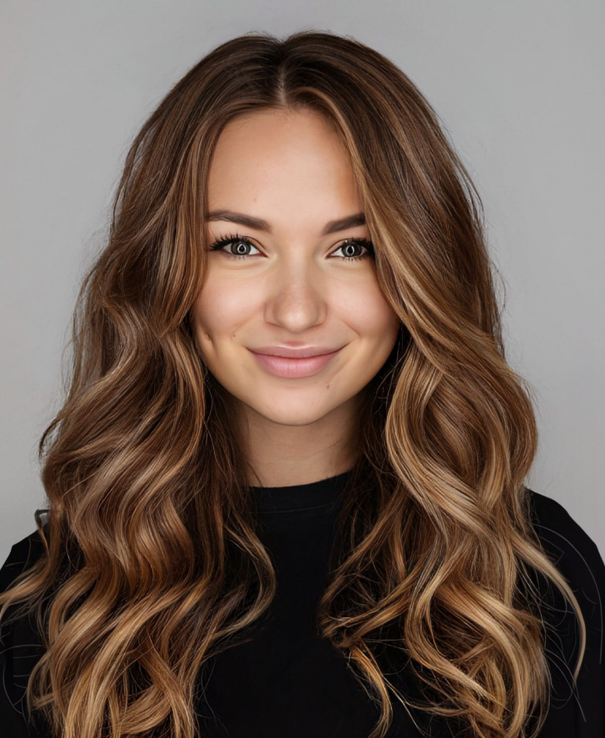 invisible clip-in hair extensions caramel balayage.