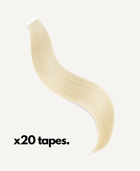 tape-in hair extensions platinum blonde.