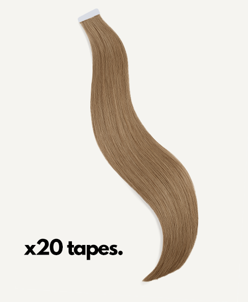tape-in hair extensions ash blonde.
