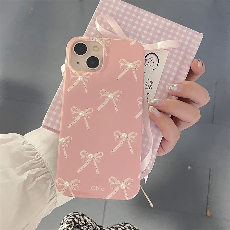 Sainishops™Girl Pearl Bow Stereo Phone Case