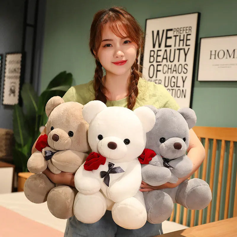 Sainishops™23 45cm New Lovely Hug Roses Teddy Bear Plush Pillow Stuffed
