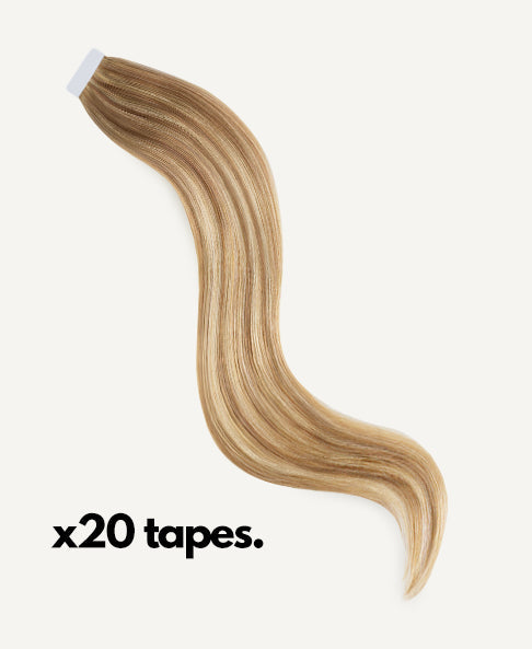 tape-in hair extensions teddy blonde.