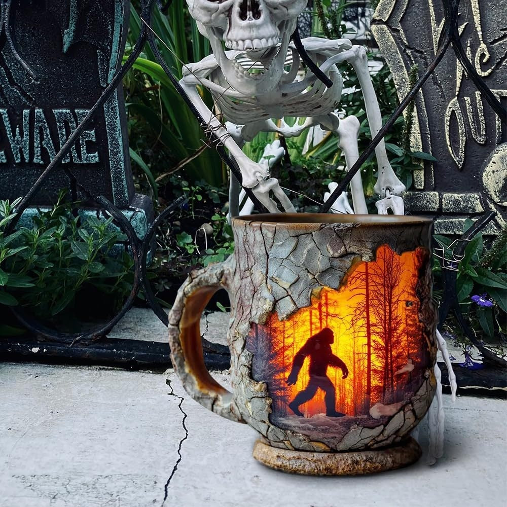Sainishops™Resin Bigfoot Forest Flame Mark Cup