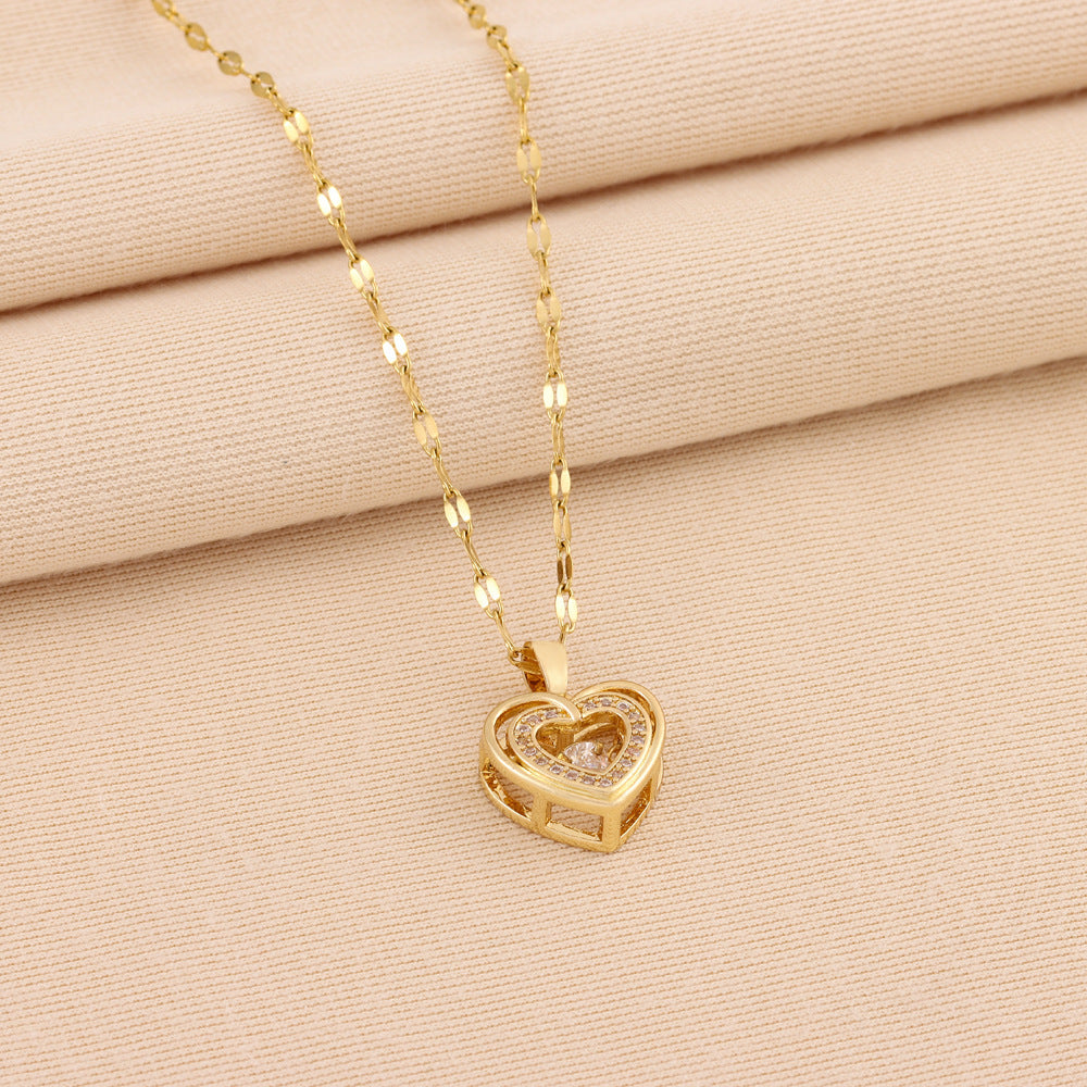 Sainishops™Double-layer Love Necklace With Rhinestones