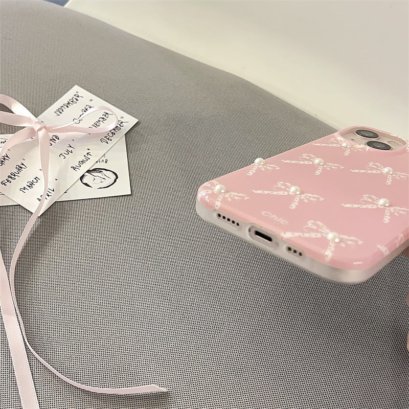 Sainishops™Girl Pearl Bow Stereo Phone Case