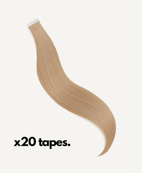 tape-in hair extensions honey blonde.