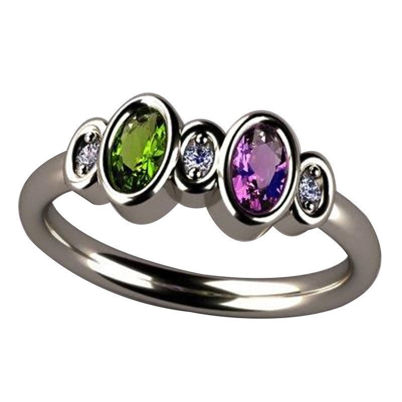 Sainishops™Colorful Copper Inlaid Zircon Ring Sweet And Simple Fashion Ring Bracelet